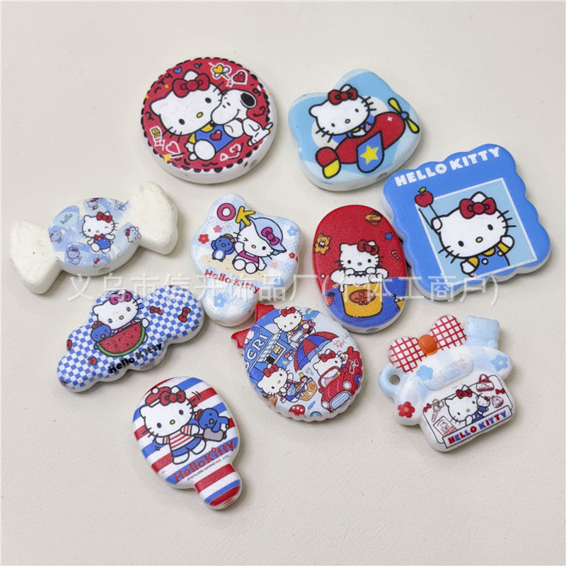 Wholesale 100pcs/pack Cat print irregular beaded pen accessories 	OLY Exclusive